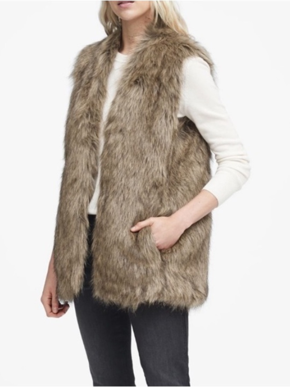 Banana Republic Faux Fur Vest in Light Brown